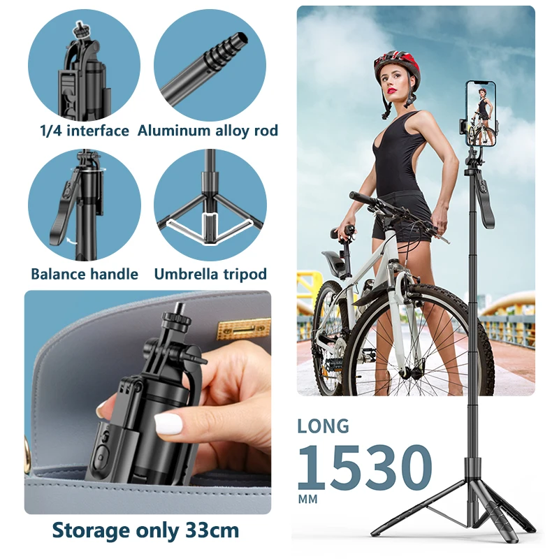 L16 1530mm Wireless Selfie Stick Tripod Stand Foldable