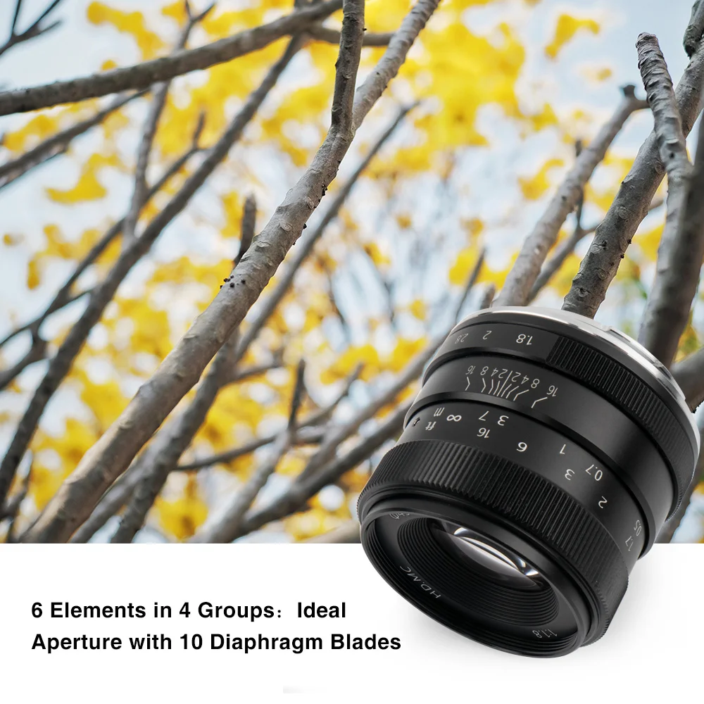 PERGEAR 50mm F1.8 APS-C 수동 초점 렌즈 (M4/3 후지필름 XF E 마운트용)