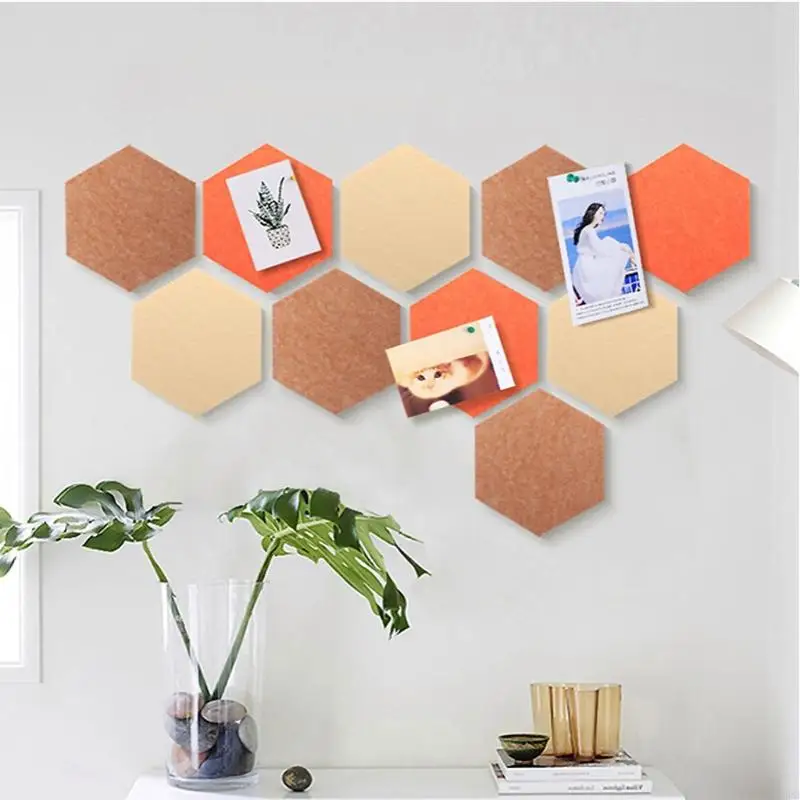 12PB Hexagon Felt Board Self-Adhesive Felt Board Floor Protector Pad for Home