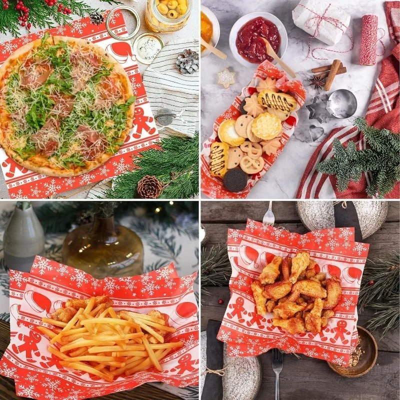20pcs Christmas-Themed Greaseproof Deli Paper Sheets for Sandwiches, Burgers, Fries, an... - SKU GDS01557 - UGI Packaging