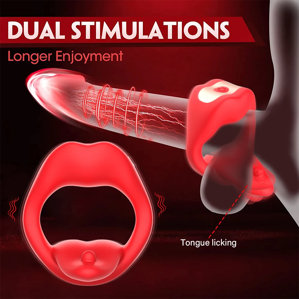 Vibrierender Penis-Penisring, Sexspielzeug für Männer mit Zungenvibrationsmodi, Vibrator für Erwachsene, APP-Steuerung, männliche Paare, Klitoris-Vibrator 1
