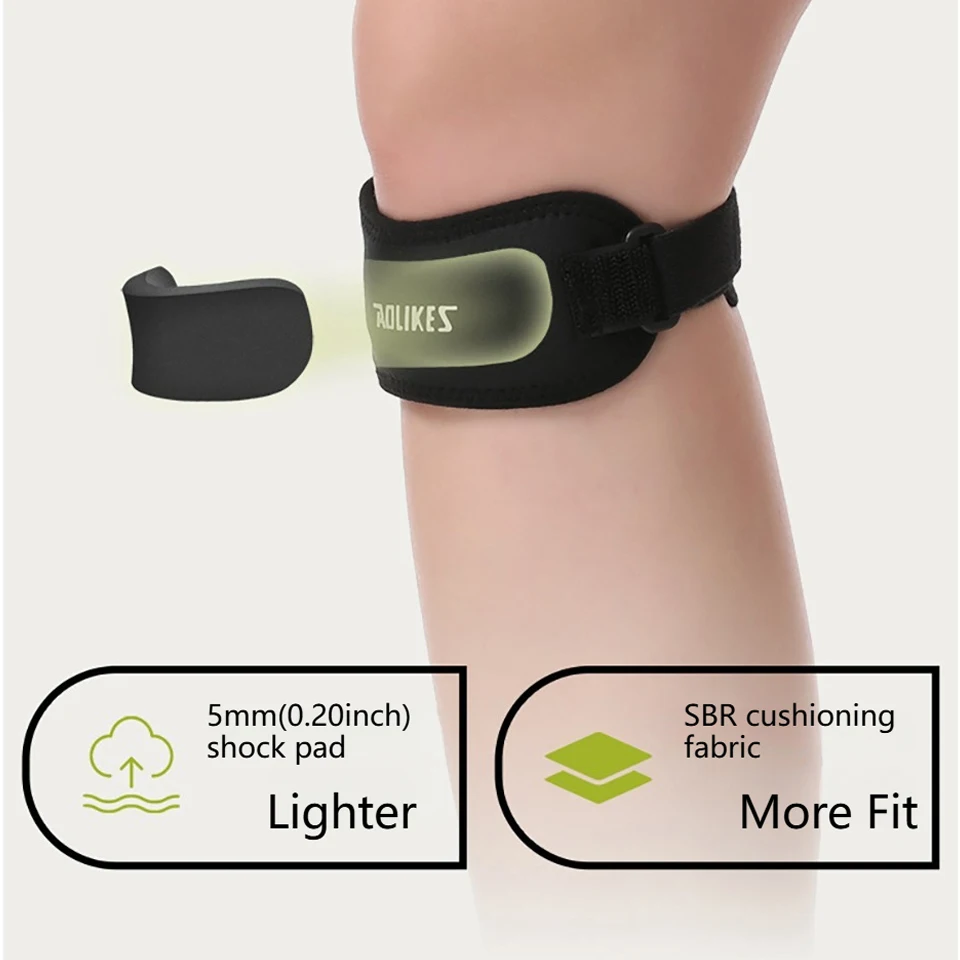 AOLIKES 1PCS Knee Band for Knee Pain Relief, Support Brace Patella Tendon Knee Strap for Hiking,Soccer,Basketball,Running,Tennis