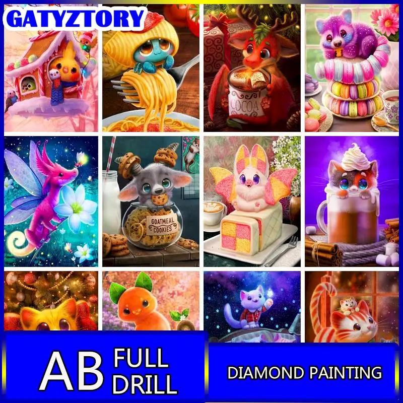 

GATYZTORY 5d AB Diamond Embroidery Cute Animal Full Square Diamond Painting Kit Mosaic Round Drill Wall Art Home Decoration