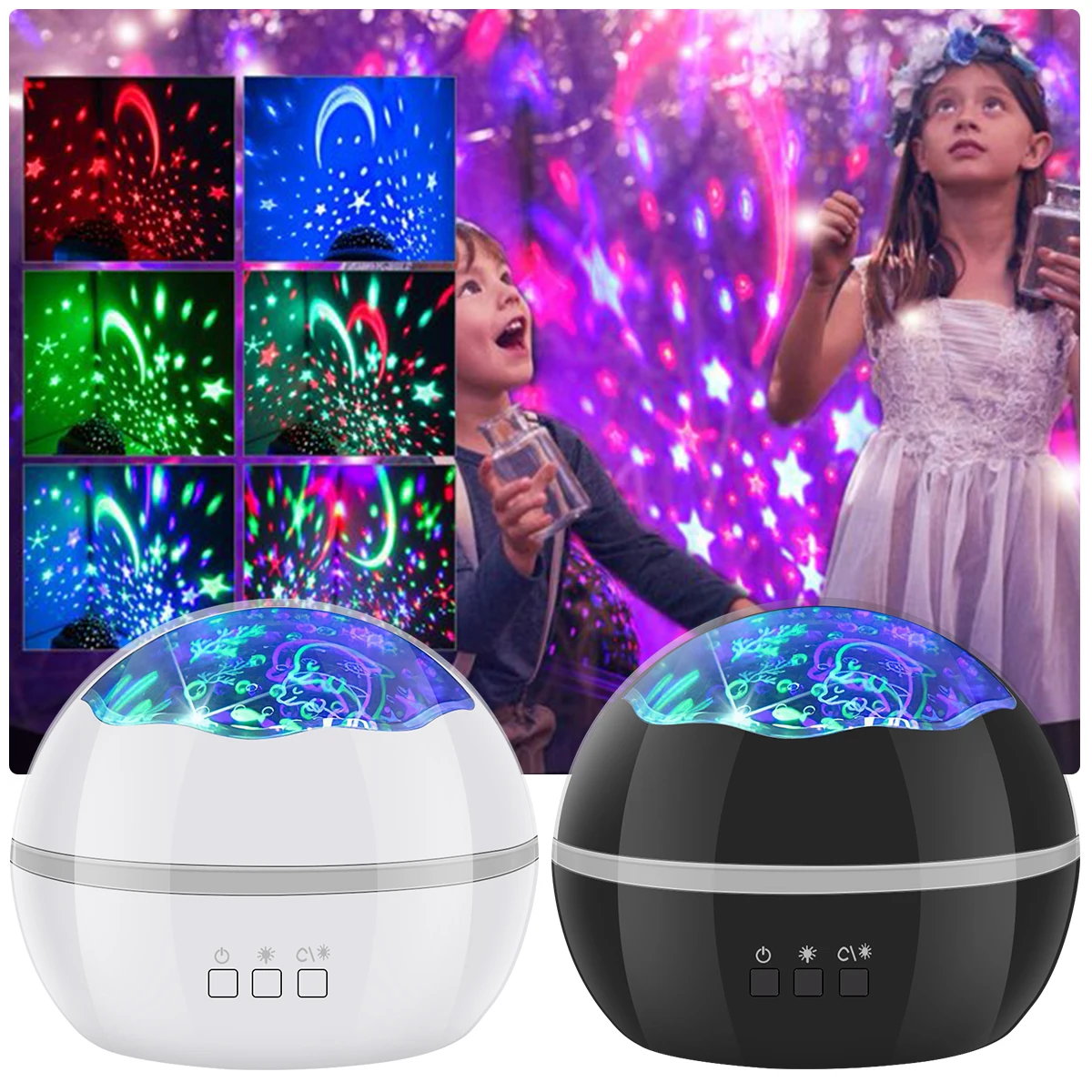 

NEW Sky Projector Lamp Starry Sky Ocean Projector Night Lights for Kids Night Light Projector with 2 Projection Films 8 Colors