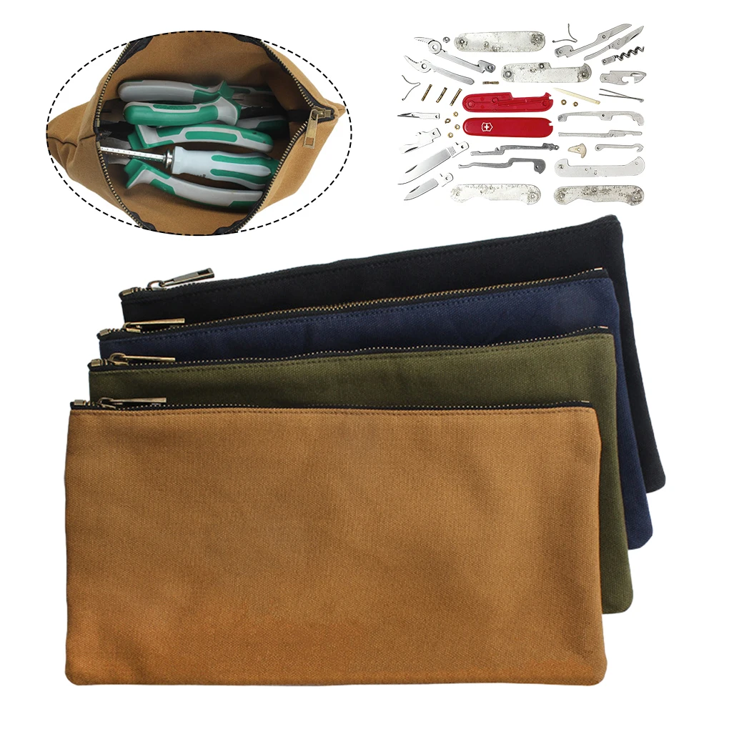 

Прочный чехол на молнии, сверхпрочный холщовый органайзер для инструментов, синий