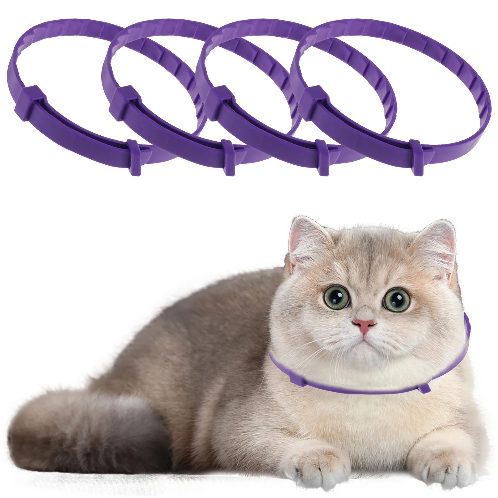 4Pcs Cats Calming Collar Pets Pheromone Relieve Anxiety