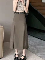 plus Size Suit Skirt High Waist Elastic Women's Summer New Sle A-Line Midi Skirt Belly Cover Pleated Skirts Casual Wear - Image 2