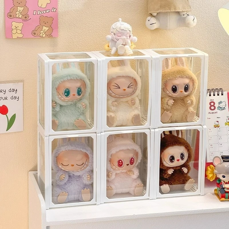Labubu Display Box Transparent Glass Labubu Doll Storage Blind Box 8-14cm Decorations for Labubu Doll Box Dustproof And Moisture 6