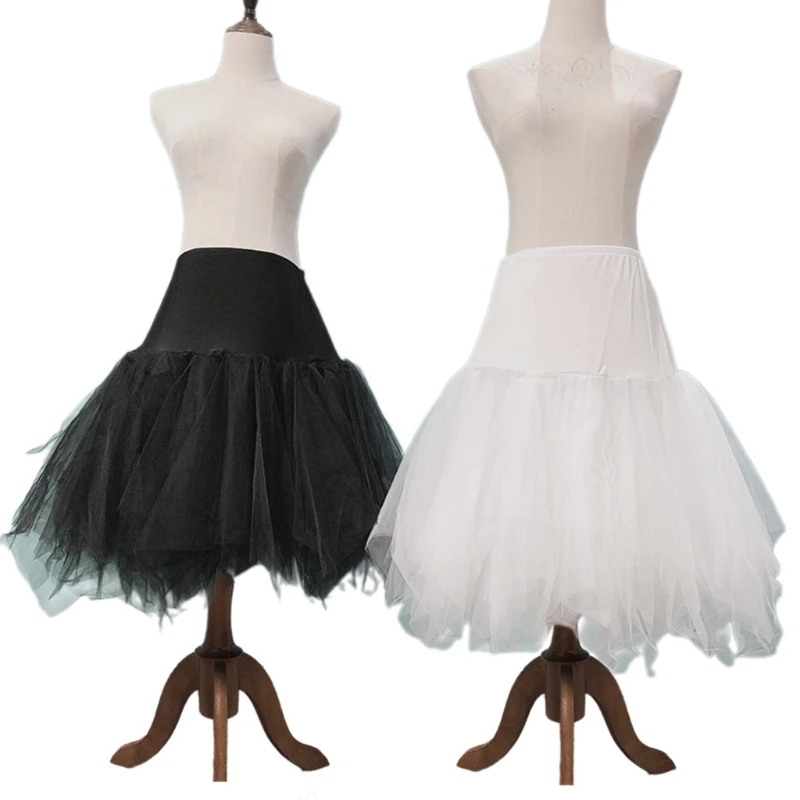 

Women Asymmetrical Petticoat Crinolines Underskirt Half Slip for Under Dress N7YE