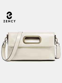 Zency Vintage Genuine Leather Handbag for Women Large Capacity Brown Crossbody Designer Shoulder Bag 2026 Summer Beige Sac Bolsa 1