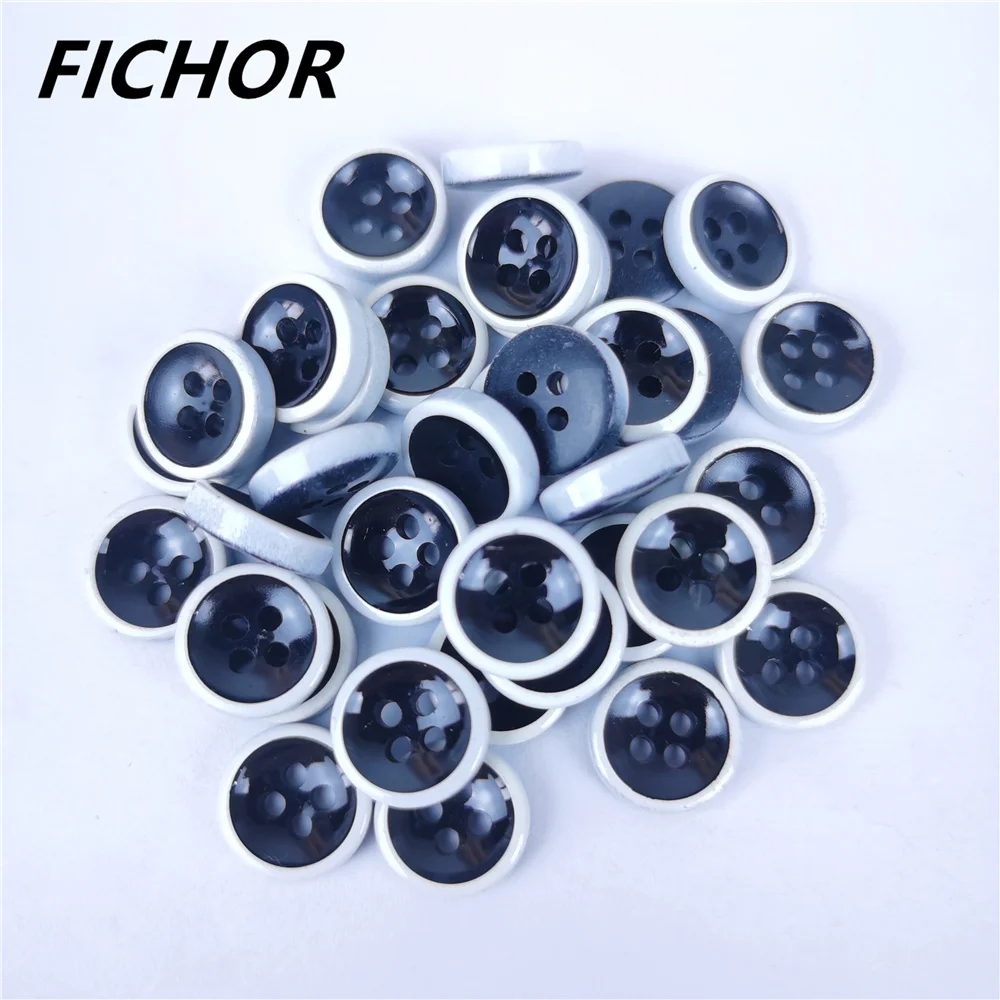 

30/50pcs 11mm 4 Holes White Black Round Resin Buttons Flatback DIY Crafts Children's Apparel Clothing Sewing Accessories