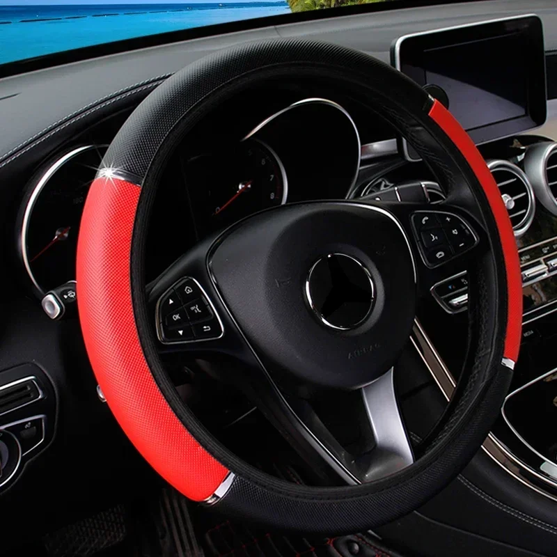 Leather Car Steering Wheel Cover Anti Slip Protective Accessory