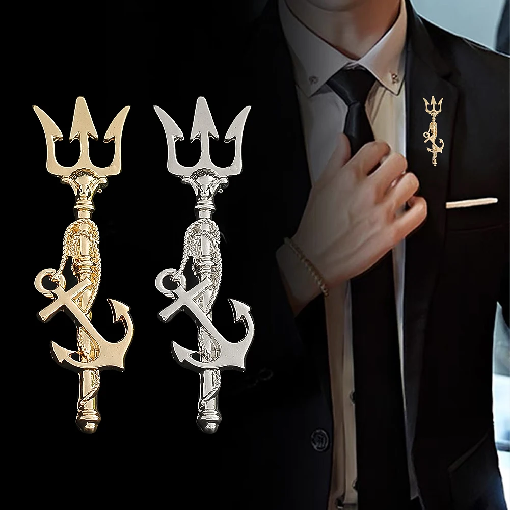Popolare Versatile Re Del Mare Trident Spille Per Gli Uomini Banchetto Di Moda Elegante Temperamento Distintivo Vestito Pin Accessori Per Abiti Da Ser