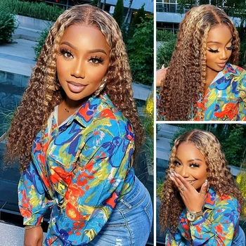30inch Put on and Go Glueless Wig Human Hair Water Wave Honey Blonde Highlight 4x4 HD Lace Closure Human Hair Wig Pre Plucked - Image 6