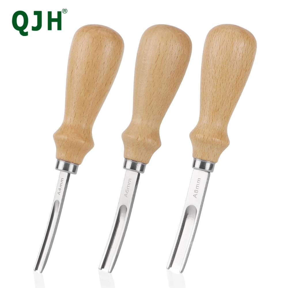 Smussatore Per Bordi In Pelle Con Lama In Acciaio Legato, Larghezza 1,3 Mm, Manico Nero