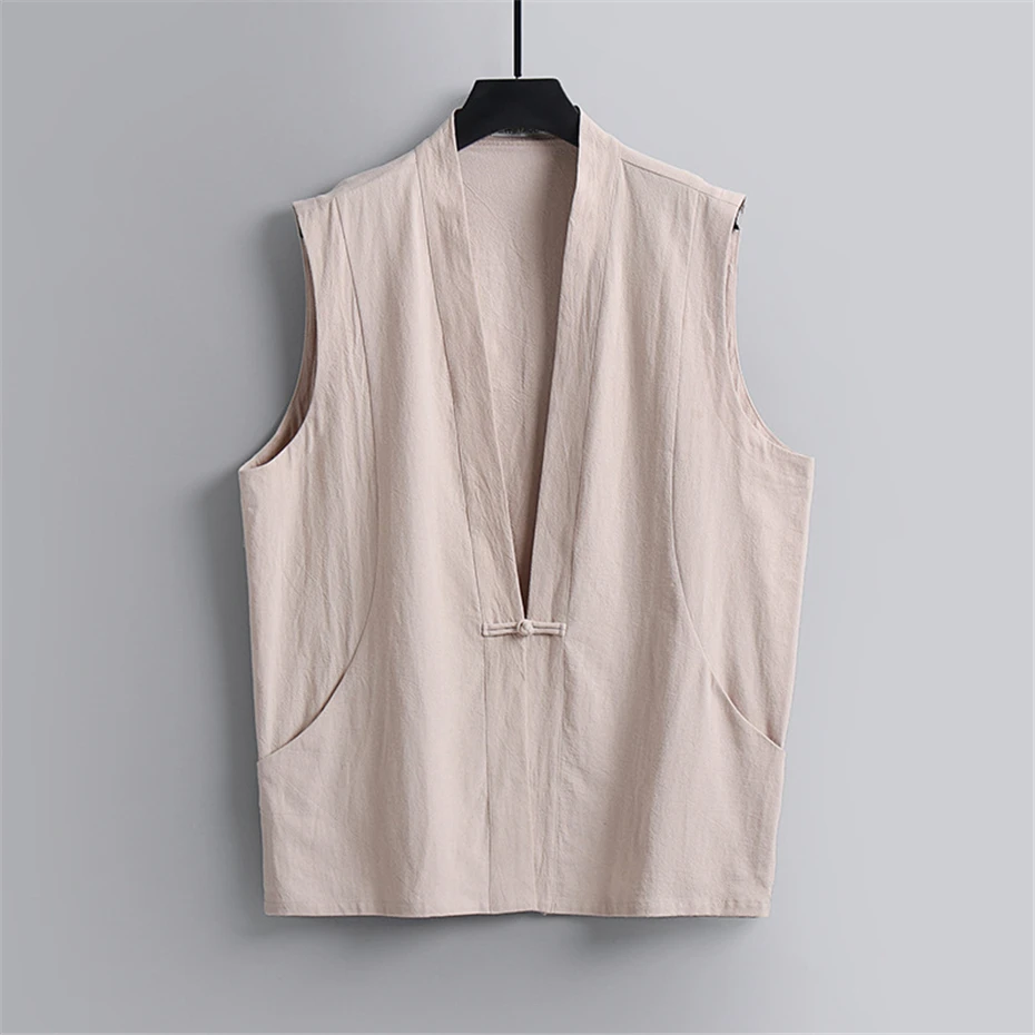 Men Cotton Linen Vest Summer Tank Top Plus Size 9XL Casual Solid