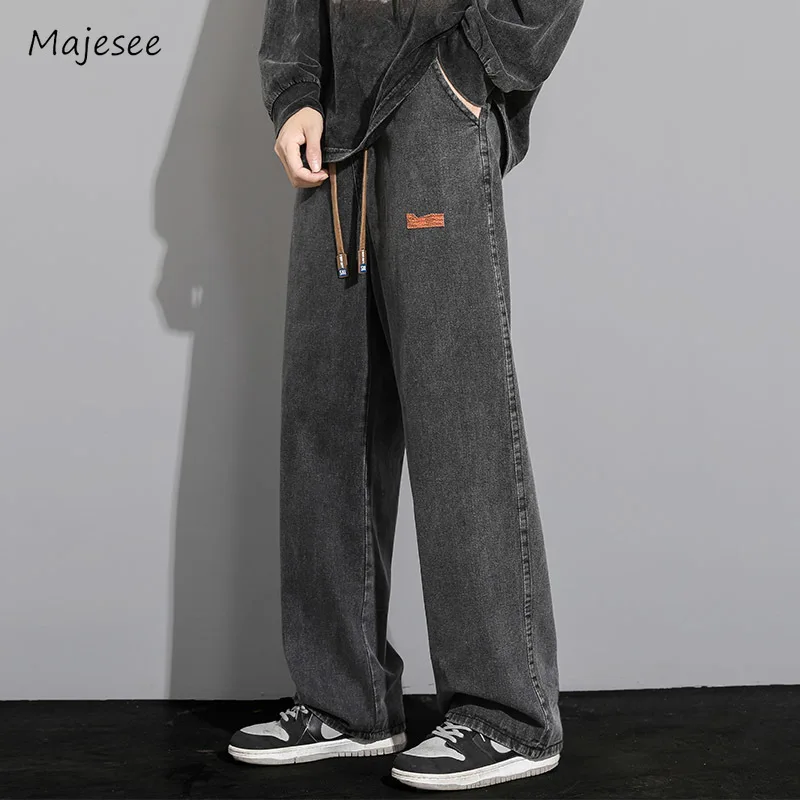 

Джинсы мужские винтажные в стиле хип-хоп, длинные универсальные брюки из денима в японском стиле Харадзюку, Молодежная популярная уличная одежда для колледжа