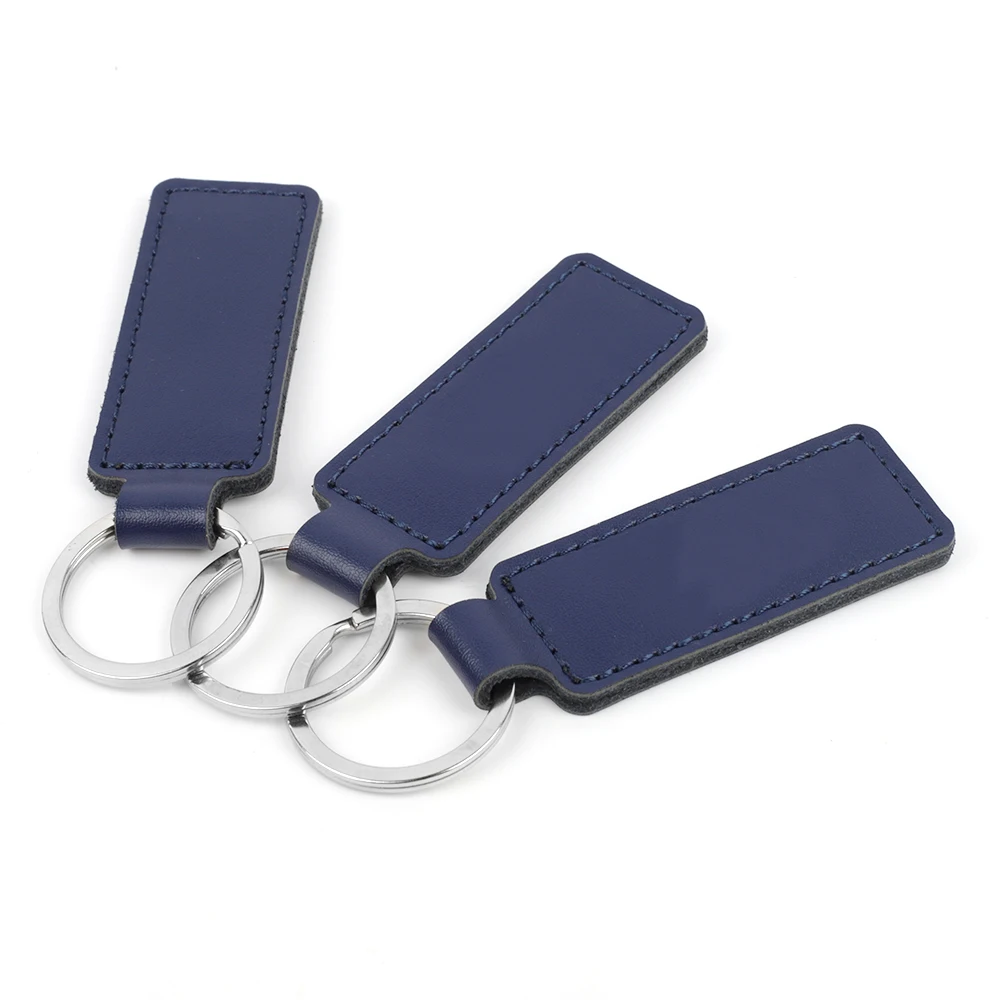

Blue Genuine Leather Keychain Business Gift Cowhide Key Chain Men Women Car Key Strap Waist Wallet KeyChains Keyrings