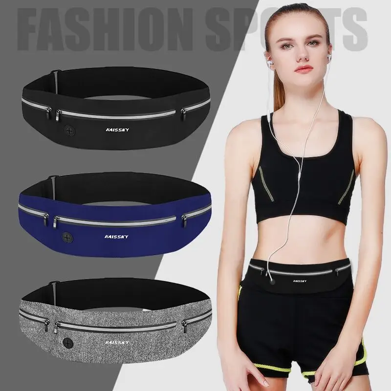 Zipper Pocket Running Sports Waistband Belt Phone Pouch iPhone 16 14 13 12 Pro Max 14 Plus Elastic Waist Pack Bag running waist pouch sports waist bag