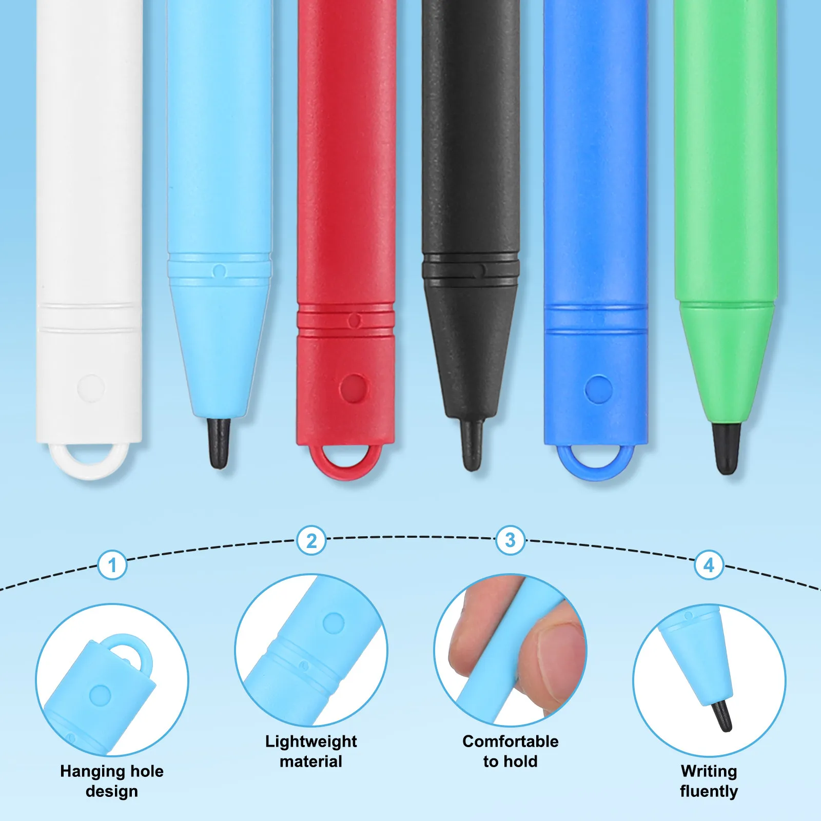 6Pcs LCD 쓰기 패드 스타일러스 펜 어린이를위한 재사용 가능한 LED 드로잉 보드 펜 학생 예술가 교육 학습