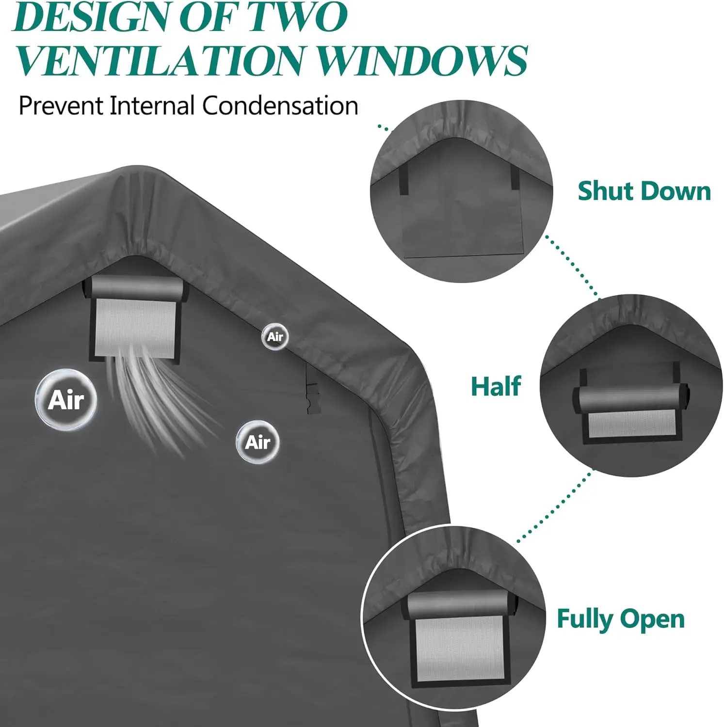 8' x 14' Outdoor Storage Shelter Shed- Heavy Duty Storage Tent with Roll-up Ventilated Windows, Portable Garage Zipper