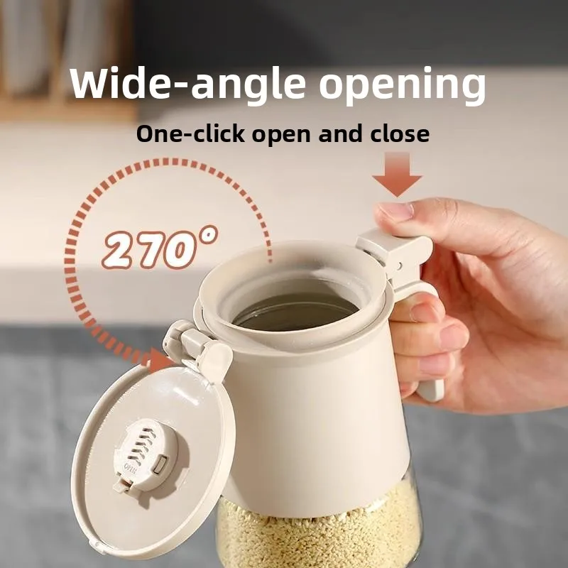 Kitchen Glass Storage Container Sugar Jar Moisture Proof Sed with Spoon Home Use Candy Canister round Cylinder ape