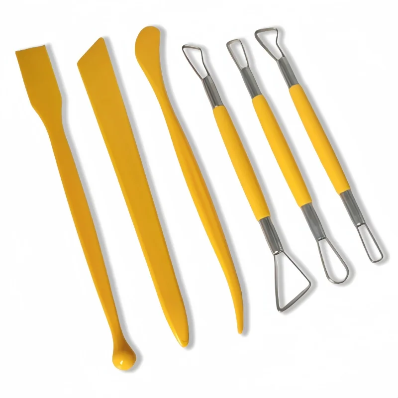 Pottery tools 6 plastic carving knives clay diy art scraper modeling tools set