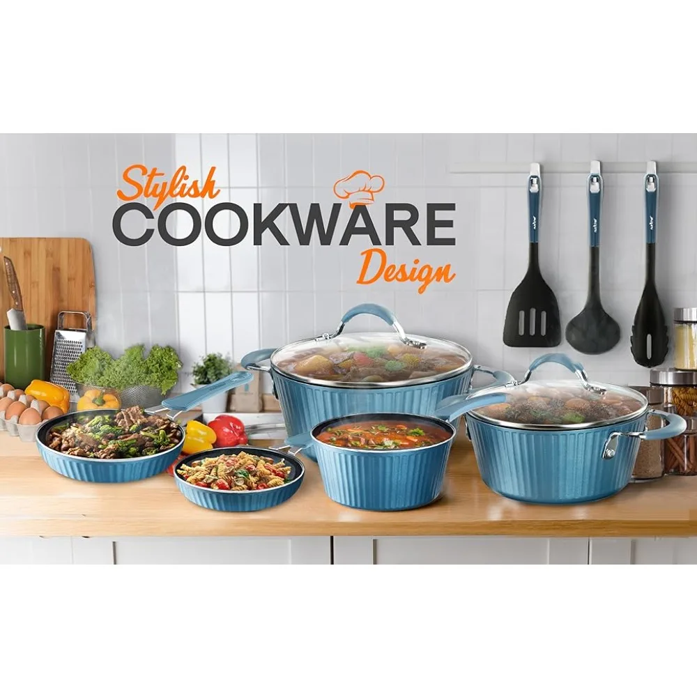 pfoa ptfe free;Nonstick;Cookware Excilon;Home Kitchen Ware Pots;nutrichef;eco