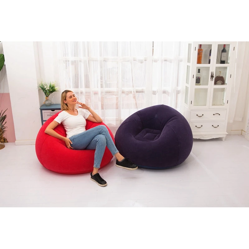 【CLEARANCE】Large Inflatable Sofa Chair Bean Bag Flocking PVC Garden Lounge Beanbag Outdoor Furniture Camping Backpacking Bags