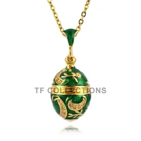 YAFFIL 2025 Fashion Necklace and Pendant Enamel Handmade Jewelry Brass Vintage Egg Pendant Charm Crystal Rhinestone Girl Gift 1
