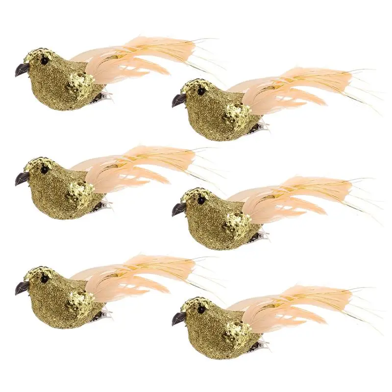 6pcs Simulation Bird Christmas Tree Decoration Bird Clips Birds Miniatures Christmas Tree Hanging Ornament Simulation christmas decorations