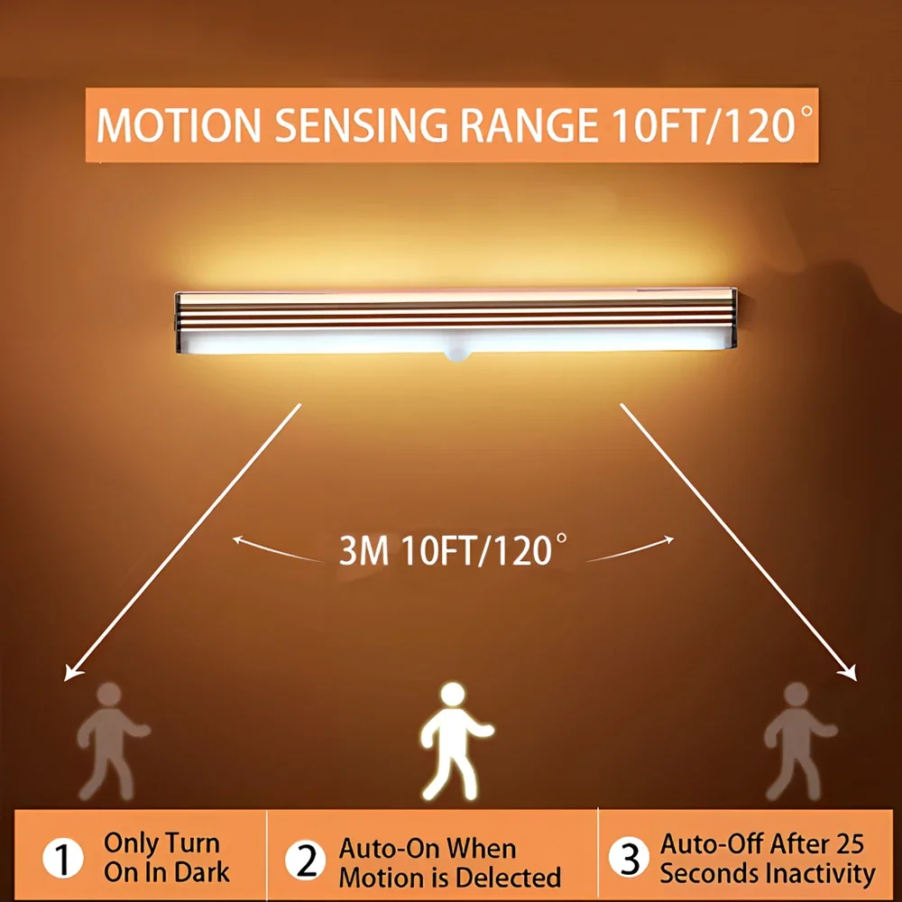Night Lights Wireless LED Motion Sensor Lamp USB Rechargeable Magnetic For Wardrobe Room Closet Kitchen Aisle Tube Detector Bulb 4