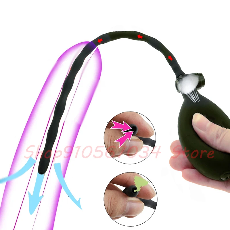 Inflatable Penis Plug Gay Silicone Urethral Catheter Sounding Plug Dilator Masturbate Horse Eye Stick Adult Sex Bdsm Toy For Men