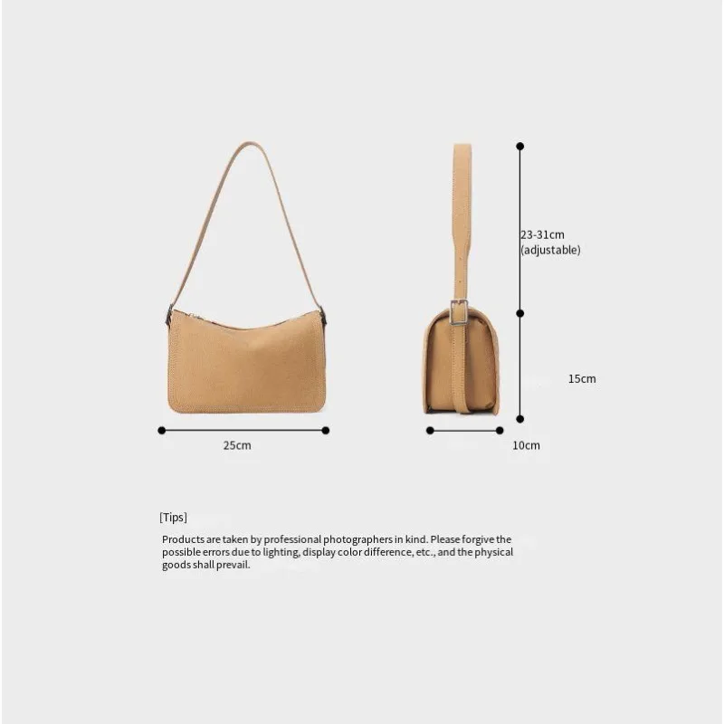 Top Layer Cow Leather Underarm Handbag Versatile Casual Designer Women Shoulder Bag  Large Capacity Female Crossbody Bag