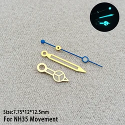 Enhanced Luminous Blue Watch Hands with Silver and Gold Finish (09)