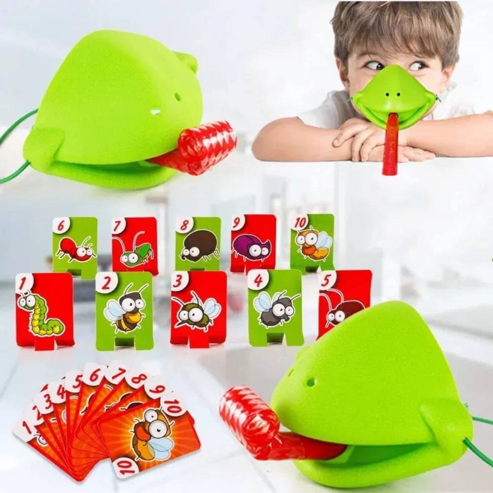 

Funny Lizards Mask Toy Frog Tongue-Sticking TikTok Same Two-player Card Game Desktop Interactive Toys Parent-child Party Games