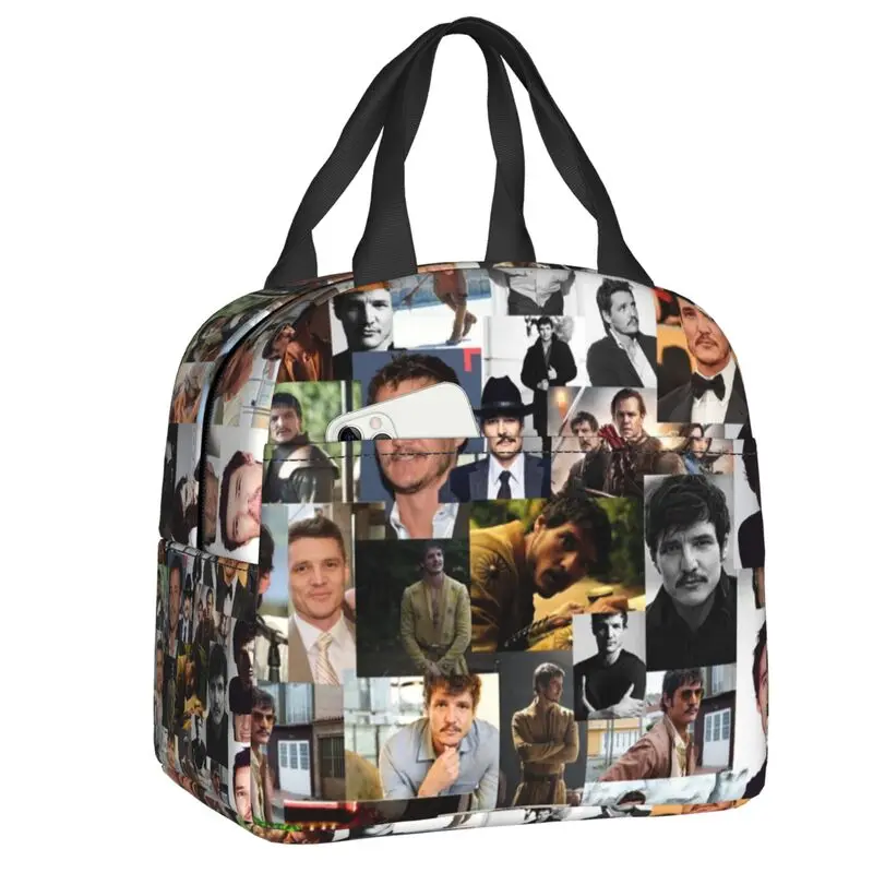 

Pedro Pascal Collage Lunch Bag Thermal Cooler Insulated Lunch Box For Women Kids Work School Beach Camping Travel Food Tote Bags