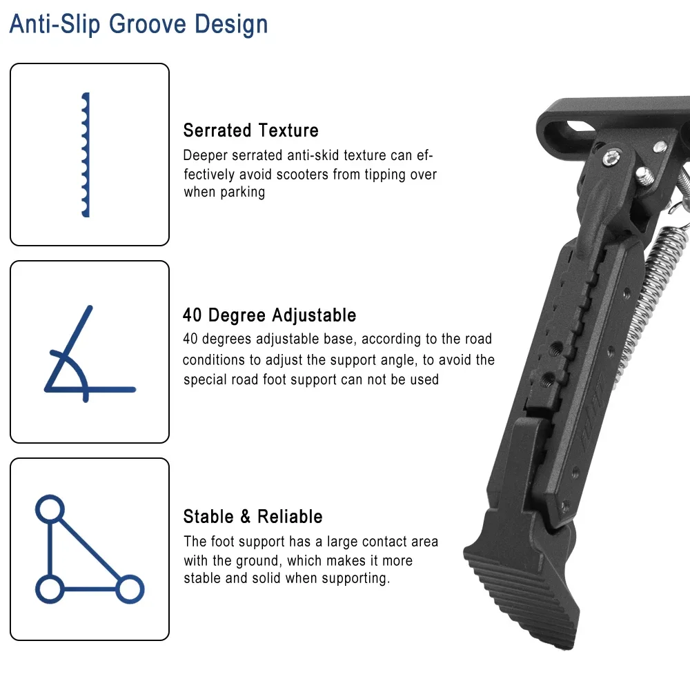 Description Picture 5 of itemAdjustable Aluminum Kickstand E-Scooter Side Parking Foot Support Replacement Parts For Iconic Brand Mi3 M365 1S Pro Pro2 Kickscooter
