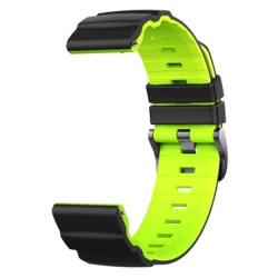 Premium 22mm Silicone Watch Band - Durable and Stylish Replacement Strap - 22mm Universal (Black Green)