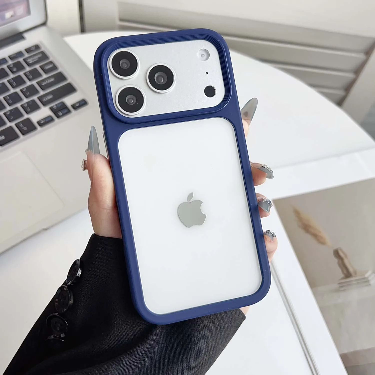 Transparent Skin Feel Shock Resistant Phone Case with TPU Border and Hardware Buttons
