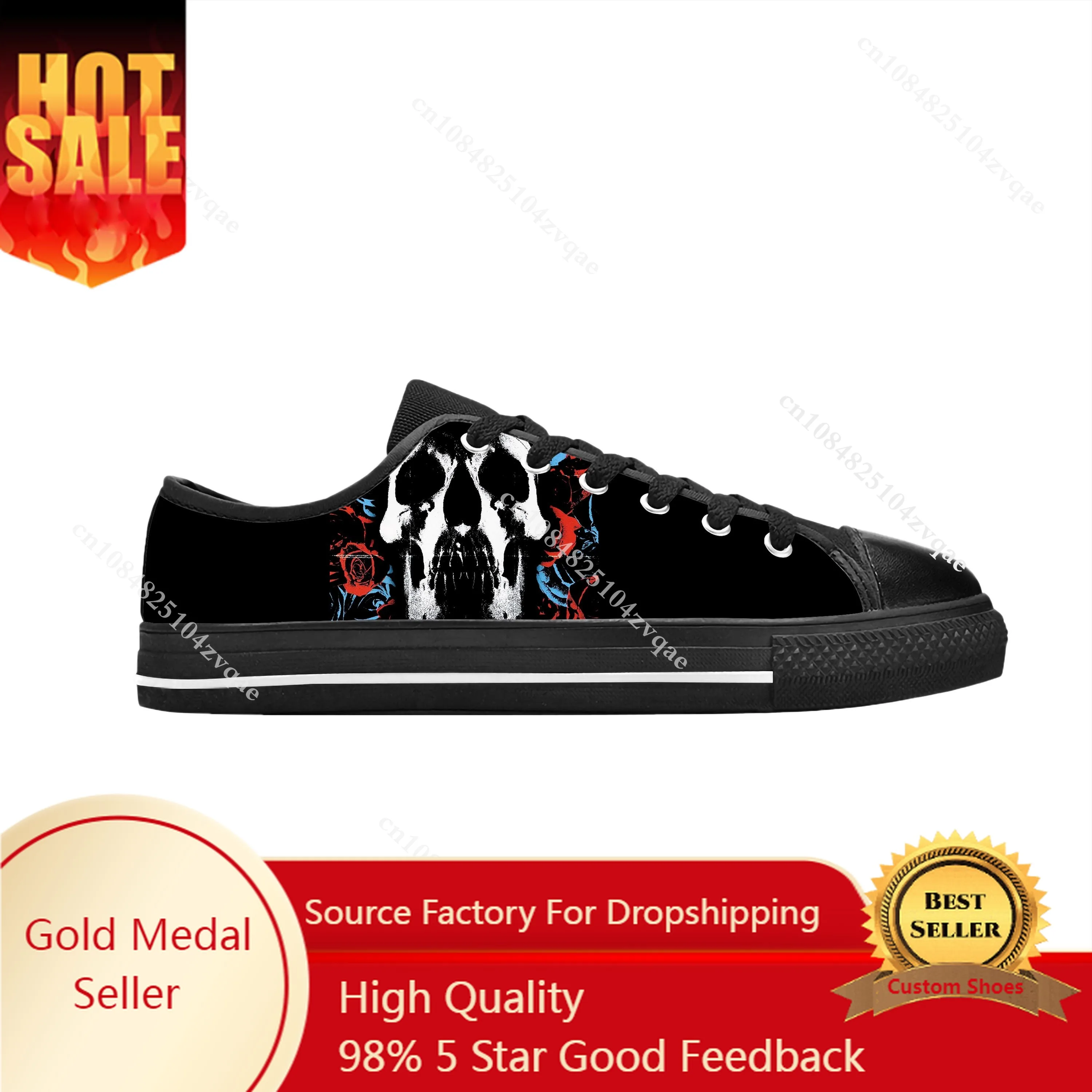 Deftones Eagle Skull Skeleton Rock Band Music Cool Casual Cloth Shoes Low Top Comfortable Breathable 3D Print Men Women Sneakers