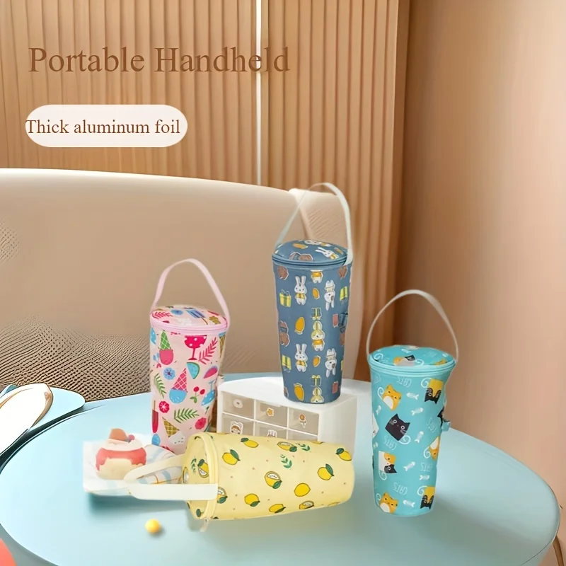 Oxford Cloth Reusable Cup Sleeve with Handle - Thermal Insulated Coffee Tea Mug Cover, Portable Office Commute & Student Cup Bag