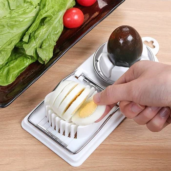 Multifunctional PP Base egg cutter 2-in-1 stainless steel wire pull egg cutter for hanging high-quality kitchen accessory tools 2