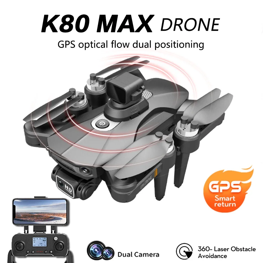 

Квадрокоптер K80 Pro Max с функцией обхода препятствий, GPS, Wi-Fi, FPV, 360 °