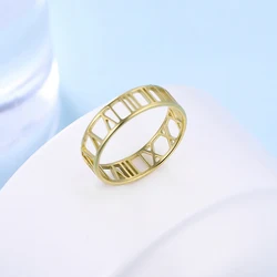 Gold Plated Hollow Round Stainless Steel Rings - Trendy Jewelry - 20mm (Gold Ring)