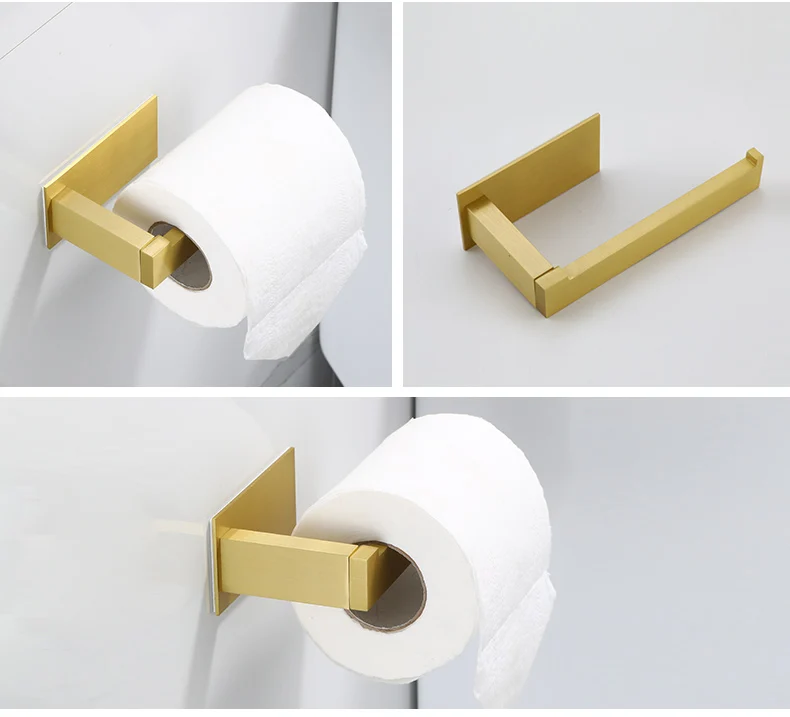 Description Picture 6 of itemPunched Brushed Gold Towel Rail Paper,Holder and Hook Stainless Steel Bathroom Accessories Black Towel Hanger Bath Hardware Set