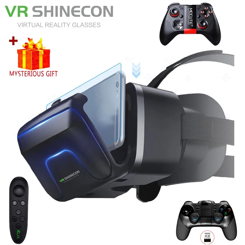 

Shinecon Viar 3D Virtual Reality VR Glasses Devices Helmet Lenses Goggles Smart For Cell Mobile With Controller Smartphone Phone