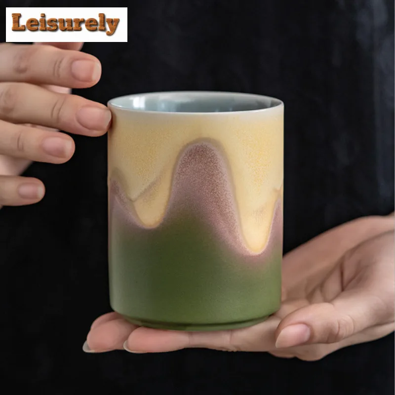 320ml Gradient Color Distant Hills Straight Body Cola Mug Beer Mug Bubble Teacup Cold Hot Water Jug Hand Warmer Cafes Ornaments