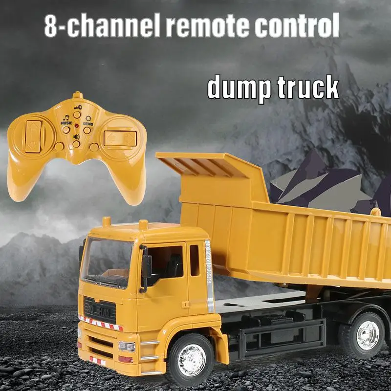 Rc Cars Dump Truck Vehicle Toys For Children Boys Xmas Birthday Gifts Yellow Color Transporter Engineering Model Beach Toys 2