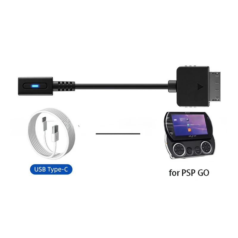 PSP Go 컨트롤러 충전 어댑터용 PD 타입 USB C 케이블, PSP Go 게임 콘솔용 LED 변환 케이블, 전원 케이블
